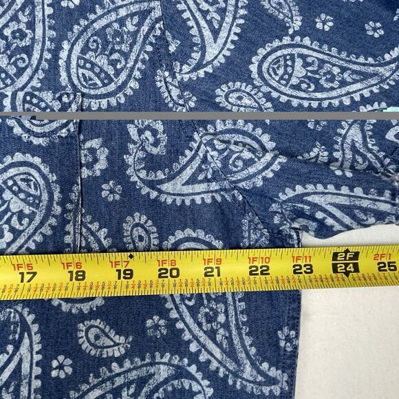 Sun & Stone Men’s Printed Denim Shortsleeve Paisley Blue-L - Picture 7 of 12